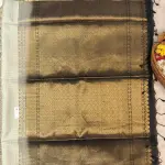 Cream checks with classic black soft silk saree