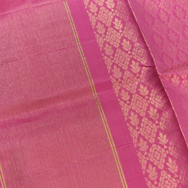Mustard yellow with rani pink border and checks pattern soft silk saree