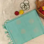 Sea green with big motifs soft silk saree