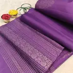 Purple borderless soft silk saree