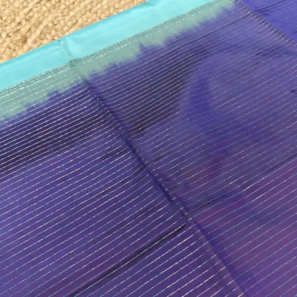 Sky blue with navy blue contrast soft silk saree