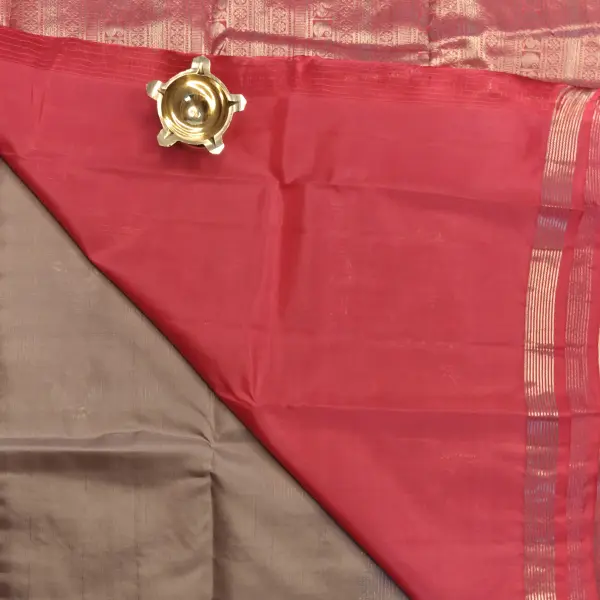 Beige and pink silk saree