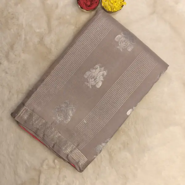 Beige and pink silk saree