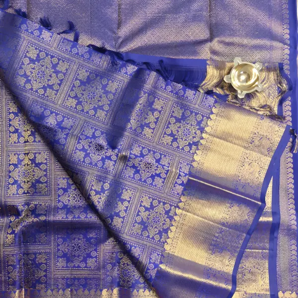 Royal Blue brocade rich border and pallu silk saree