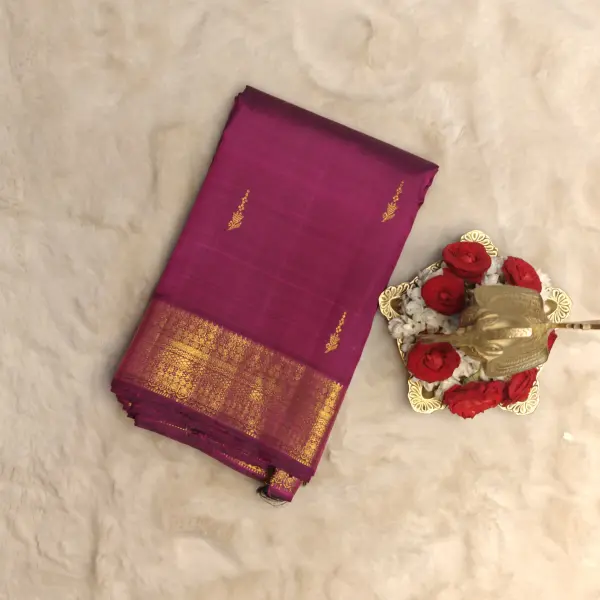 Maroon with small motifs silk saree