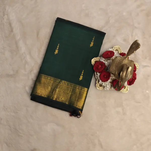 Dark Green with motifs silk saree