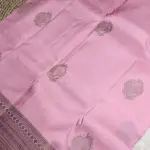 Rose pink antique zari border silk saree