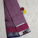 Dark lavender with maroon border checks silk saree
