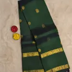 Dark Green with bentex border silk saree