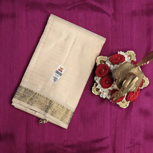 Cream with Elegant border soft silk saree