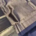 Cream large motifs with navy blue contrast silk saree