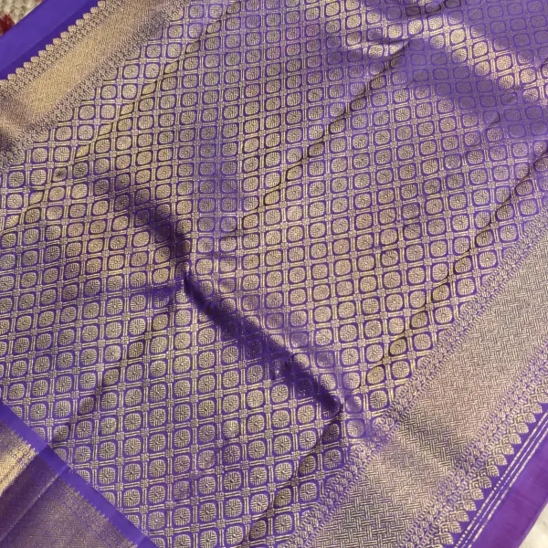 Red with purple small motifs pure silk saree