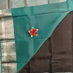 Black and teal blue small motifs silk saree