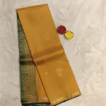 Mustard Yellow with Green contrast small motifs silk saree
