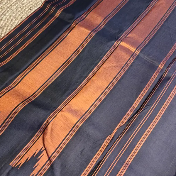 Honey orange with Navy blue Raising border silk saree