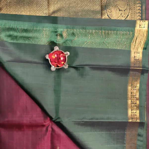 Maroon and green border small motifs silk saree
