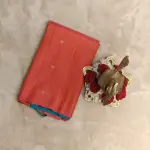 Sunset Orange Teal blue small motifs silk saree