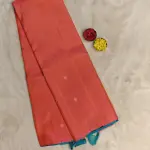 Sunset Orange Teal blue small motifs silk saree