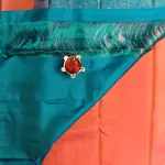Sunset Orange Teal blue small motifs silk saree