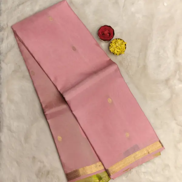 Baby Pink with pista green small buttas silk saree