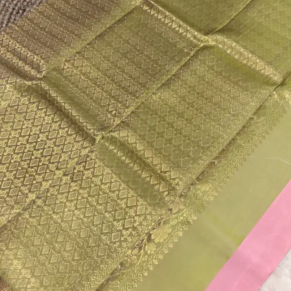 Baby Pink with pista green small buttas silk saree
