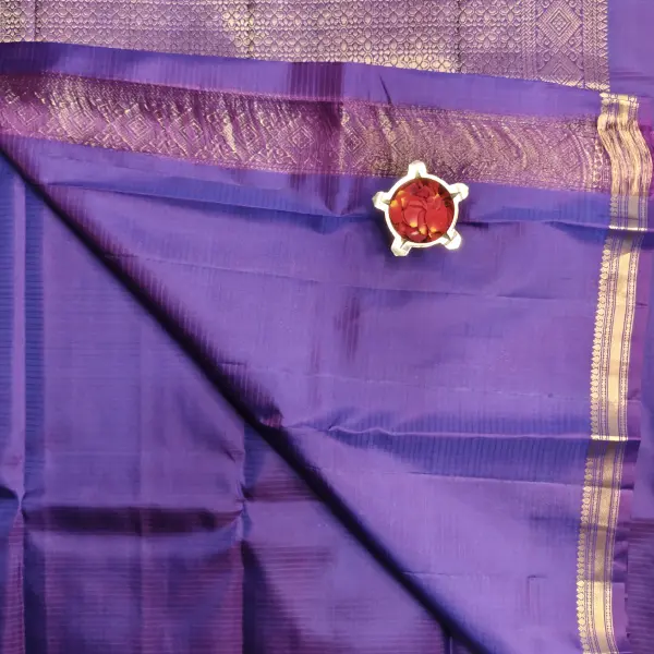 Purple plain elegant border silk saree