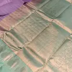Lavender with pista green silver border silk saree