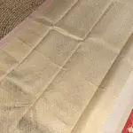 Cherry red with cream border small motifs pure silk saree