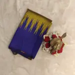 Mustard yellow with purple temple border silk saree