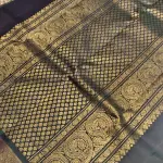 Grey with dark green with small motifs silk saree