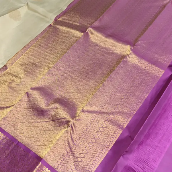 Soft Cream with Pink border silk saree