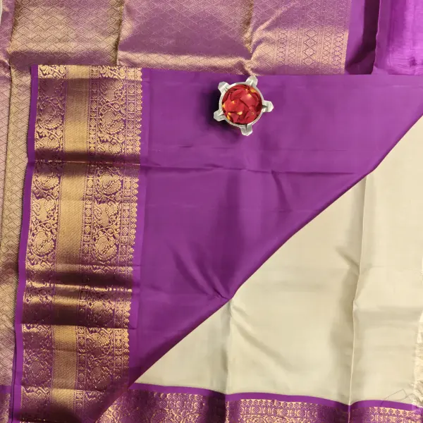 Soft Cream with Pink border silk saree