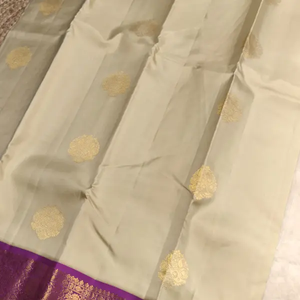 Soft Cream with Pink border silk saree
