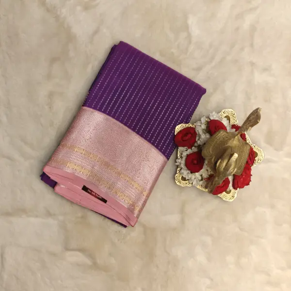 Purple and baby pink silk saree