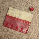 Lemon yellow and red border benaras saree