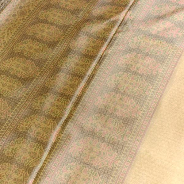 Lemon yellow with pink and green design benaras saree