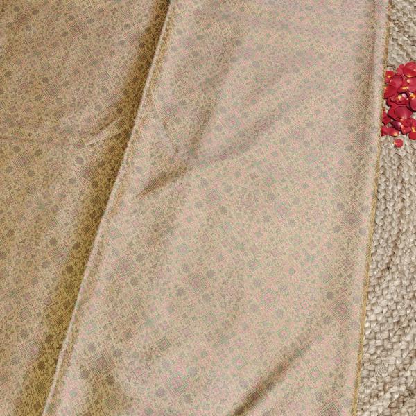 Lemon yellow with pink and green design benaras saree