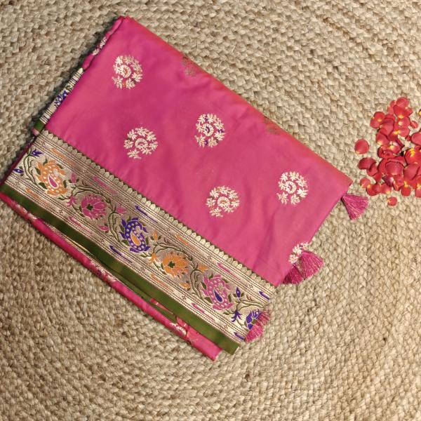 Rani pink meenakari work benaras saree