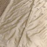 Cream self design motifs rich border and pallu benaras saree