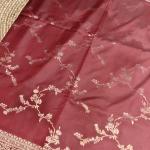 Maroon jaal work with rich border and pallu benaras saree