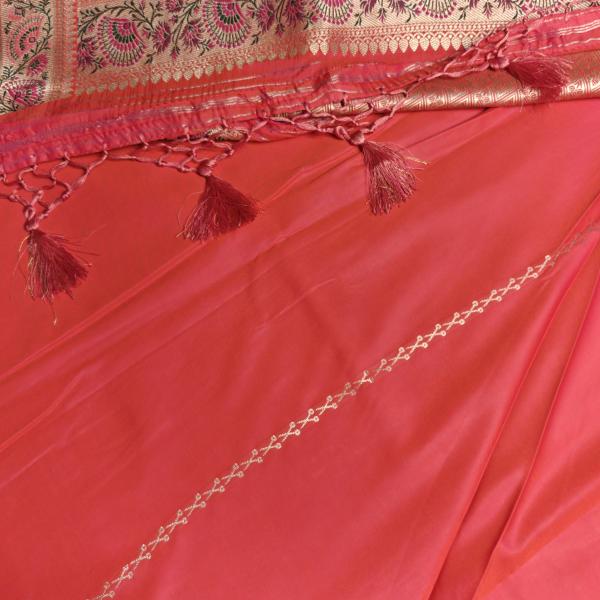 Rani pink with meenakari work border benaras saree