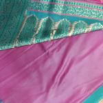 Sea Green with rich pink border benaras saree