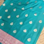 Sea Green with rich pink border benaras saree