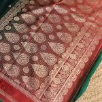 Dark rich Green with red border benaras saree