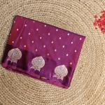 Rani Pink small motifs with satin border katan silk saree