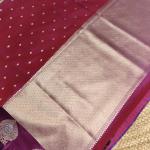 Rani Pink small motifs with satin border katan silk saree