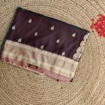 Chocolate Brown with Cream rich border Benaras silk saree