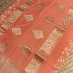 Saffron jaal pattern georgett Benaras saree